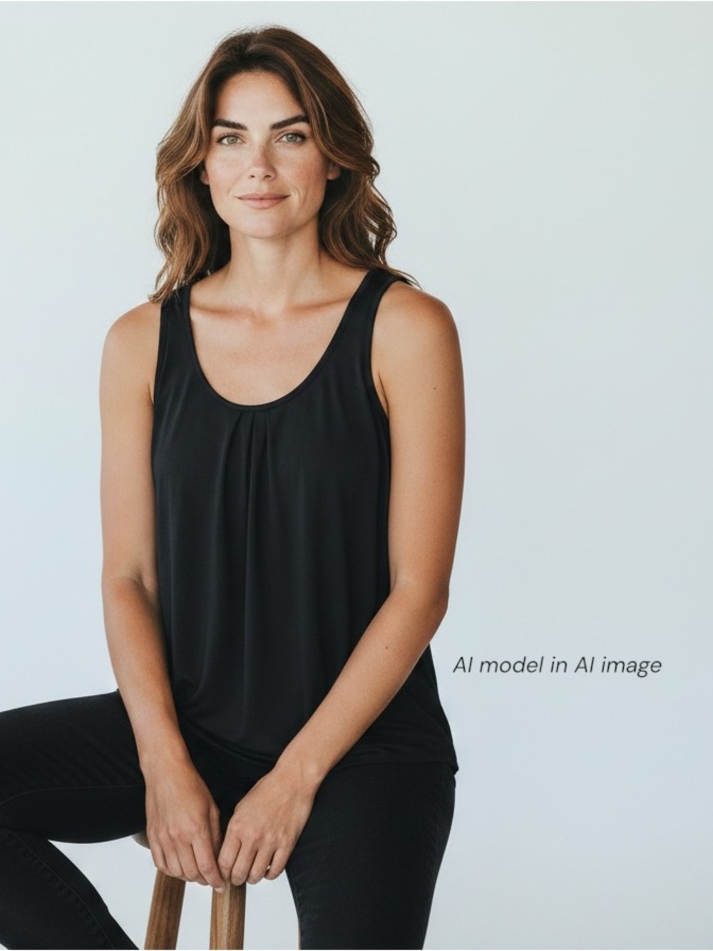 Jams World Top Womens Large Black Rayon Scoop Neck Sleeveless Tank Basic USA